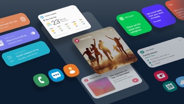 å¤šå¼ å›¾åƒå±•ç¤ºäº† One UI å±å¹•å¯å¦‚ä½•æ›´æ”¹ Galaxy ç•Œé¢ï¼Œæ›´åŠ æ–¹ä¾¿ç”¨æˆ·é›†ä¸­æ³¨æ„åŠ›ã€‚One UI ä¸»å±å¹•ä½¿ç”¨è‰²å½©ä¸°å¯Œçš„å›¾æ ‡ã€‚æ¨¡æ‹Ÿ One UI åº”ç”¨ç¨‹åºé‡‡ç”¨äº†é†’ç›®çš„è‰²å—ï¼Œæ–¹ä¾¿ç”¨æˆ·æ‰¾åˆ°å¹¶ä¸“æ³¨äºŽç›¸å…³çš„ä¿¡æ¯ï¼Œä¾‹å¦‚å¤©æ°”ä¿¡æ¯ã€éŸ³ä¹å•æ›²ã€å›¾åº“ä»¥åŠæ—¥ç¨‹å®‰æŽ’ç­‰ã€‚â€œæé†’â€åº”ç”¨ä½¿ç”¨è“ç»¿è‰²åœ†è§’æ–¹å½¢çªå‡ºæ˜¾ç¤ºã€‚â€œé—¹é’Ÿâ€åº”ç”¨ä½¿ç”¨ç´«è‰²åœ†è§’æ–¹å½¢çªå‡ºæ˜¾ç¤ºã€‚æŽ¢ç´¢ç±»åº”ç”¨ä½¿ç”¨è“è‰²ã€ç»¿è‰²å’Œçº¢è‰²åœ†è§’æ–¹å½¢çªå‡ºæ˜¾ç¤ºã€‚